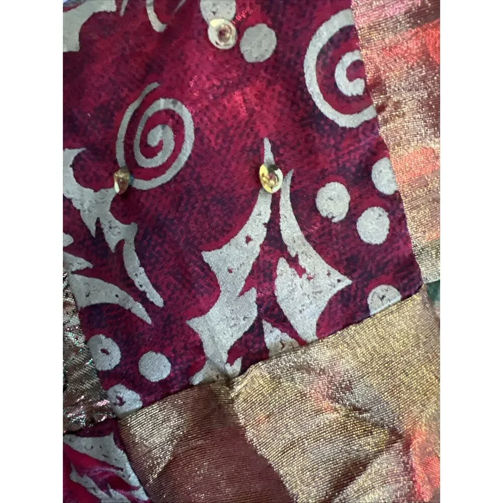 Dept 56 Christmas Table Runner Patchwork Tassels Holiday 70” Department 56